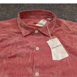 NWT Tommy Bahama Digital Palms‎ Short Sleeve Button Up Shirt Red Mens L G